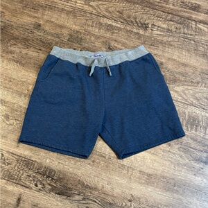 Burlebo Shorts Mens XL Blue Gray Sweat Shorts Drawstring Fleece Casual Preppy